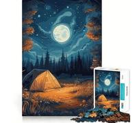 Rompecabezas para Adultos de 1000 Piezas con diseño de una Hermosa Noche de Campamento Arte de Borde Premium Rompecabezas de lógica Juega en tu Tiempo Libre Diversión navideña Exhibición artística