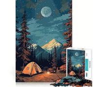 Rompecabezas para Adultos de 1000 Piezas con diseño de una Hermosa Noche de Campamento Piezas de Corte Limpio Juguete Divertido para Jugar y Pasar el Tiempo Libre Decoración navideña Regalo (38x26cm)
