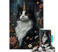 Rompecabezas para Adultos de 1000 Piezas con diseño de Unicornio y Gato en Flor Juegos relajantes para Adultos Que mejoran la Memoria cumpleaños y Navidad (tamaño 50x75cm)