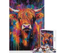 Rompecabezas para Adultos de 1000 Piezas con diseño de Vaca de Las Tierras Altas Rompecabezas de Arte para Adultos Juguetes de Bricolaje Juego de Velocidad Manual interacción Entre Padres e Hijos