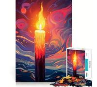 Rompecabezas para Adultos de 1000 Piezas con diseño de Vela encendida,Encaje, Arte,Juego Mental,Regalo,Juego Lento,Regalo de Arte navideño (38x26cm)