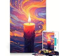 Rompecabezas para Adultos de 1000 Piezas con diseño de Vela encendida,Piezas de Corte Limpio,Juguete Divertido para el Tiempo Libre,decoración navideña,Regalo (38x52cm)
