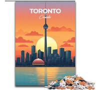 Rompecabezas para Adultos de 1000 Piezas con diseño de Viaje a Toronto, desafiante Pero Divertido, con póster y Hoja de Trivia a Juego (26x38cm) 1000 Piezas