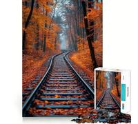 Rompecabezas para Adultos de 1000 Piezas con diseño de vías de Tren otoñales,Corte Suave,Juguete para Entrenar la Mente,Ideal para el Tiempo Libre,Regalo de cumpleaños (38x52cm)