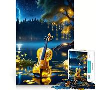 Rompecabezas para Adultos de 1000 Piezas con diseño de violín Brillante y Luminoso,Bordes Finos,Ideal para Manualidades,diversión,relajación y como Regalo de cumpleaños (38x26cm)
