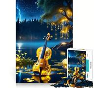 Rompecabezas para Adultos de 1000 Piezas con diseño de violín Brillante y Luminoso Juguete Inteligente para el Cerebro Ideal para divertirse en casa (50x75cm)