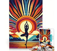 Rompecabezas para Adultos de 1000 Piezas con diseño de Yoga al Atardecer y Arte Pop Juegos relajantes decoración para el hogar Regalos de cumpleaños 50x75cm