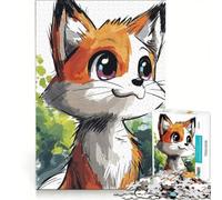 Rompecabezas para Adultos de 1000 Piezas con diseño de Zorro Curioso, Juguetes para armar, Ideales para Reducir el estrés, con póster y Hoja de Preguntas a Juego 50x75cm