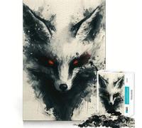 Rompecabezas para Adultos de 1000 Piezas con diseño de Zorro Kitsune Negro,Arte de Corte nítido,Juego Divertido para concentrarse,Tiempo de Juego Tranquilo,Regalo Divertido de Navidad 38x26cm