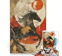 Rompecabezas para Adultos de 1000 Piezas con diseño del Caballo del Zodiaco japonés, Ideal para Relajarse, ejercitar la Mente y Las Manos, cumpleaños y Navidad 38x26cm