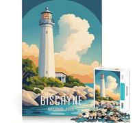 Rompecabezas para Adultos de 1000 Piezas con diseño del Faro del Parque Nacional Biscayne Arte de Corte preciso Juguete Inteligente para ejercitar la Mente Juego Relajante Decoración navideña Regalo
