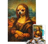 Rompecabezas para Adultos de 1000 Piezas con diseño Divertido de Chihuahua y Mona Lisa Ideal para Relajarse como Regalo de cumpleaños o para quienes Buscan (tamaño 50x75cm)