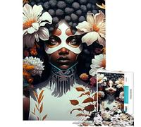 Rompecabezas para Adultos de 1000 Piezas con diseño Floral de una niña Africana Rompecabezas Familiar de análisis y lógica cumpleaños y Navidad (tamaño 38x26cm)