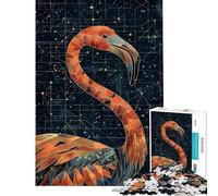 Rompecabezas para Adultos de 1000 Piezas con diseño geométrico de flamencos Juguete para Adultos Decoración de Pared cumpleaños y Navidad (tamaño 50x75cm)