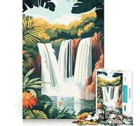 Rompecabezas para Adultos de 1000 Piezas con diseño Minimalista de Cascada Tropical veraniega Bordes impecables Divertido Juego para concentrarse y Jugar tranquilamente Regalo de decoración navideña
