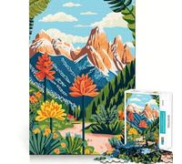 Rompecabezas para Adultos de 1000 Piezas con diseño Minimalista de montañas,Naturaleza y Flores Ilustración Corte Juego de Habilidad Mental Diversión sin Preocupaciones Arte para Pared