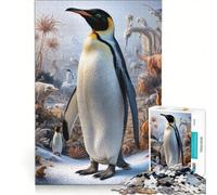 Rompecabezas para Adultos de 1000 Piezas con diseño Surrealista de pingüinos en un Safari Juguete Educativo con patrón para armar Incluye póster a Juego y Hoja de Preguntas y respuestas 50x75cm