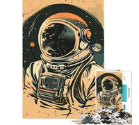 Rompecabezas para Adultos de 1000 Piezas con diseño Vectorial de astronautas Desafío Educativo Carrera de Velocidad Manual Juego Imposible para Mayores de 14 años (38x26cm)