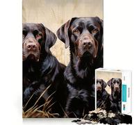 Rompecabezas para Adultos de 1000 Piezas con Dos labradores, Corte Premium, lógica Divertida, Juguete fácil de Usar, decoración navideña para la Pared (38x26cm)