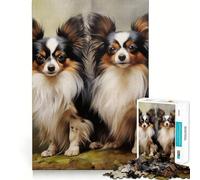 Rompecabezas para Adultos de 1000 Piezas con Dos Perros Papillon Articulaciones Suaves Divertido Juego para concentrarse en la Mente Juego Casual Ideal para el Tiempo Libre