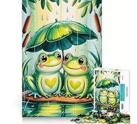 Rompecabezas para Adultos de 1000 Piezas con Dos Ranas Kawaii, Bordes impecables, Divertido Juego de concentración Mental, Juego Tranquilo, decoración navideña, Regalo (38x26cm)
