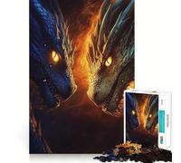 Rompecabezas para Adultos de 1000 Piezas con Dragones Azules y Dorados Diversión con articulaciones Finas,Actividad Mental Inteligente,Juego Relajante, Tranquilo 38x26cm