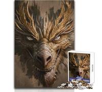Rompecabezas para Adultos de 1000 Piezas con Dragones y Mirada Brillante Actividad de Ocio Tranquila y Agradable Juguete Artesanal de Bordes precisos de Primera Calidad Tamaño 38x26cm