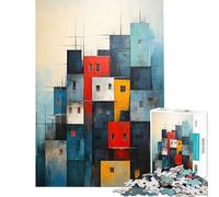 Rompecabezas para Adultos de 1000 Piezas con Edificios urbanos Abstractos Juego Educativo Juguetes didácticos Regalos de Amigo Invisible Decoración del hogar (Tamaño 38x52cm)