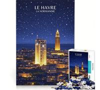 Rompecabezas para Adultos de 1000 Piezas con el Cartel de Le Havre, Juego Interactivo, Actividades Familiares y Lista de Deseos con Papá Noel 38x26cm