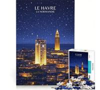 Rompecabezas para Adultos de 1000 Piezas con el Cartel de Le Havre, Juego Interactivo, Actividades Familiares y Lista de Deseos con Papá Noel 50x75cm