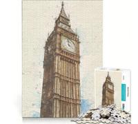 Rompecabezas para Adultos de 1000 Piezas con el Dibujo de la Torre Big Ben, Juegos relajantes, desafío difícil, fortalece el Amor Entre Parejas 38x26cm