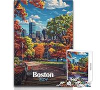Rompecabezas para Adultos de 1000 Piezas con el Horizonte de Boston en otoño, Juegos educativos, difícil de superar, Regalo de cumpleaños, tamaño 38x26cm