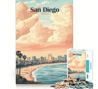 Rompecabezas para Adultos de 1000 Piezas con el Horizonte de San Diego al Atardecer,Corte Premium,Juego de Habilidad Mental,Entretenimiento para el Tiempo Libre,decoración navideña para la Pared