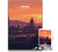 Rompecabezas para Adultos de 1000 Piezas con el Horizonte de Viena al Atardecer, Juego de desafío único, decoración artística para el hogar, Regalo de cumpleaños, tamaño 50x75cm