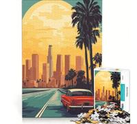 Rompecabezas para Adultos de 1000 Piezas con el Horizonte Retro de Los Ángeles un Juego práctico Divertido y con Humor Ideal para añadir a la Lista de Deseos con Papá Noel 38x52cm
