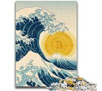Rompecabezas para Adultos de 1000 Piezas con el Logotipo de Bitcoin Ayuda a ejercitar el Cerebro Juguetes adictivos para Cultivar la Paciencia Interacción Entre Padres e Hijos 26x38cm