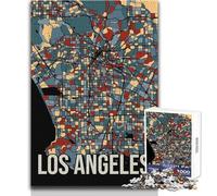 Rompecabezas para Adultos de 1000 Piezas con el Mapa de Los Ángeles en Tonos Tierra, Juegos relajantes, escapadas, Pasatiempos, Regalos para el Amigo Secreto, tamaño 38x26cm