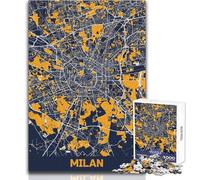 Rompecabezas para Adultos de 1000 Piezas con el Mapa de Milán, Juegos relajantes, escapadas, Pasatiempos, Regalos para el Amigo Secreto, tamaño 38x52cm