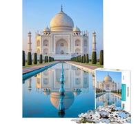 Rompecabezas para Adultos de 1000 Piezas con el Reflejo del Taj Mahal Juego de ingenio Juguetes educativos Regalo de cumpleaños para Mujeres (tamaño 38x52cm)