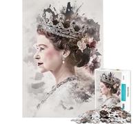 Rompecabezas para Adultos de 1000 Piezas con el Retrato de la Reina Isabel II Juguete de dificultad Alta Que estimula el análisis y la lógica Decoración de Pared Apto para Mayores de 14 años 50x75cm