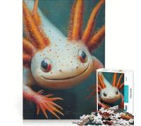 Rompecabezas para Adultos de 1000 Piezas con el Retrato de un ajolote Ideal para Relajarse y divertirse en casa Incluye póster y Hoja de Preguntas a Juego 38x26cm