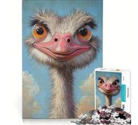 Rompecabezas para Adultos de 1000 Piezas con el Retrato de un Avestruz Juego práctico Corte de precisión Regalo de cumpleaños 50x75cm