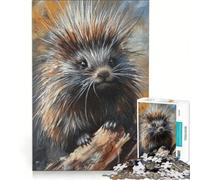 Rompecabezas para Adultos de 1000 Piezas con el Retrato de un puercoespín Juguetes para armar Ideal para la interacción Entre Padres e Hijos cumpleaños y Navidad 38x26cm