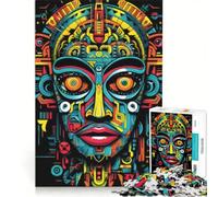 Rompecabezas para Adultos de 1000 Piezas con el Rostro de un Hombre Azteca, Ideal para Jugar en Familia, desarrollar el análisis y la lógica, y Regalar a Amigos y Familiares 50x75cm