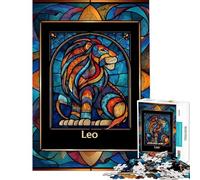 Rompecabezas para Adultos de 1000 Piezas con el Signo Zodiacal Leo diseño de vidrieras artísticas Rompecabezas para Adolescentes Juegos relajanteses para Pasar el Tiempo en casa un Juego desafiante
