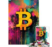 Rompecabezas para Adultos de 1000 Piezas con el símbolo de Bitcoin Juego práctico para Mejorar la Memoria cumpleaños y Navidad (tamaño 38x26cm)