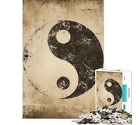 Rompecabezas para Adultos de 1000 Piezas con el símbolo Vintage del Yin Yang Juguete para Adultos decoración de Pared antiestrés Regalo para Reducir el estrés (tamaño 38x52cm)