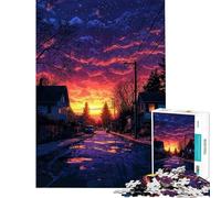 Rompecabezas para Adultos de 1000 Piezas con Escena de Calle al Atardecer Rompecabezas antiestrés para Adultos Carrera de Velocidad Manual Desafío Educativo (Tamaño 38x26cm)