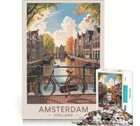 Rompecabezas para Adultos de 1000 Piezas con Escena de la Ciudad y los Canales de Ámsterdam, Juguetes para armar, para la diversión Familiar, con Piezas de Formas aleatorias Que encajan Perfectamente