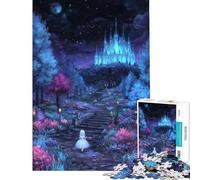 Rompecabezas para Adultos de 1000 Piezas con Escena Nocturna de un Castillo de fantasía Juguete antiestrés con un desafío difícil Toda la Familia (tamaño 38x52cm)